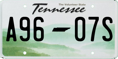 TN license plate A9607S
