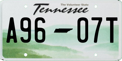 TN license plate A9607T