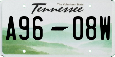 TN license plate A9608W