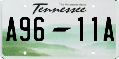 TN license plate A9611A