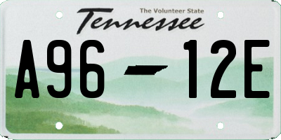TN license plate A9612E