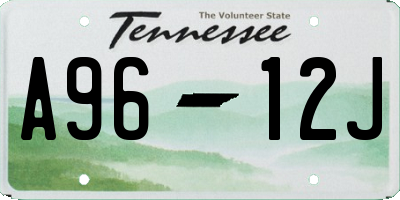 TN license plate A9612J
