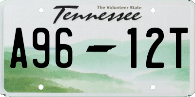 TN license plate A9612T
