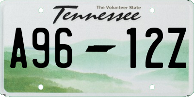 TN license plate A9612Z