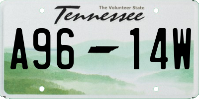 TN license plate A9614W