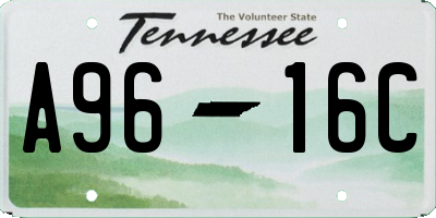 TN license plate A9616C