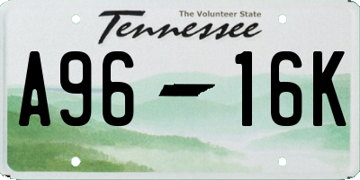 TN license plate A9616K