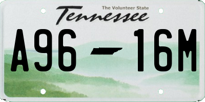 TN license plate A9616M