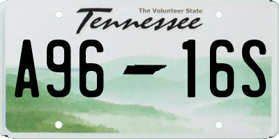 TN license plate A9616S