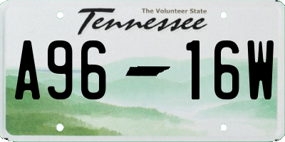 TN license plate A9616W