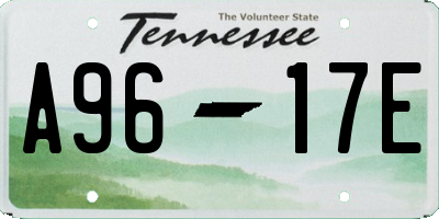 TN license plate A9617E