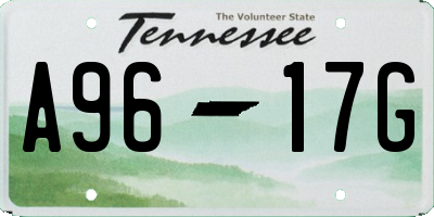 TN license plate A9617G