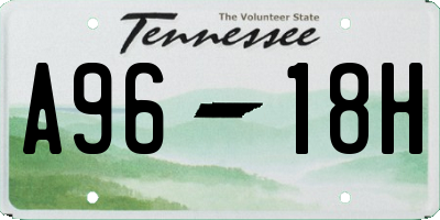 TN license plate A9618H
