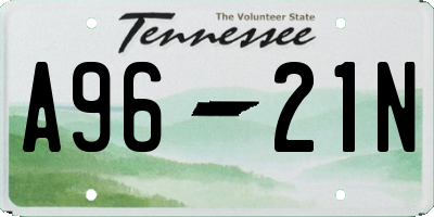 TN license plate A9621N