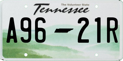 TN license plate A9621R