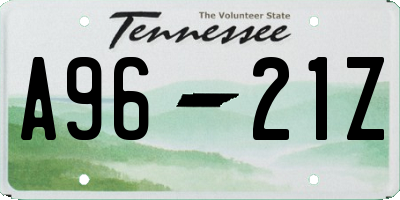 TN license plate A9621Z