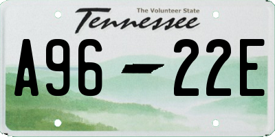 TN license plate A9622E