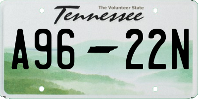 TN license plate A9622N