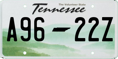 TN license plate A9622Z