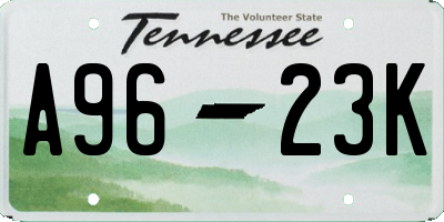 TN license plate A9623K