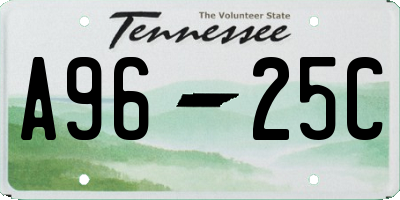 TN license plate A9625C