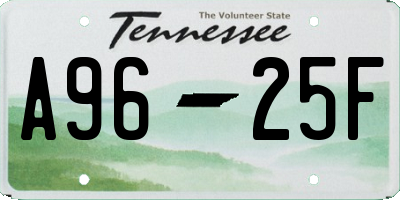 TN license plate A9625F
