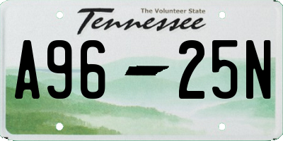 TN license plate A9625N