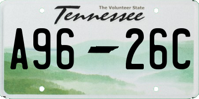 TN license plate A9626C