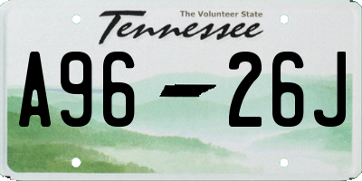 TN license plate A9626J