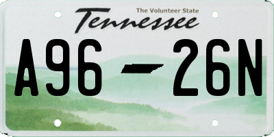 TN license plate A9626N