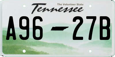 TN license plate A9627B