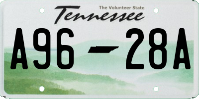 TN license plate A9628A