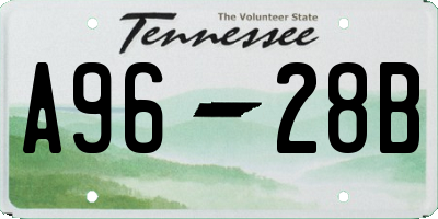 TN license plate A9628B