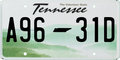 TN license plate A9631D