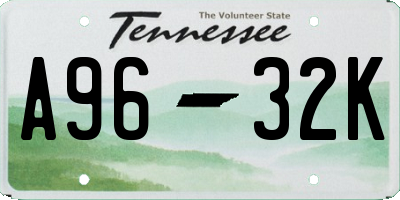 TN license plate A9632K