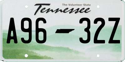 TN license plate A9632Z