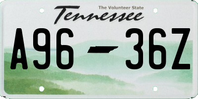 TN license plate A9636Z