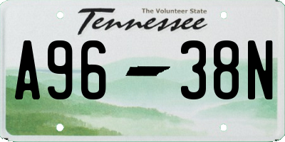 TN license plate A9638N