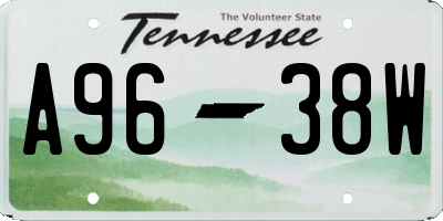 TN license plate A9638W