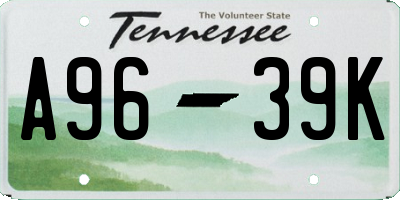 TN license plate A9639K