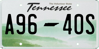 TN license plate A9640S