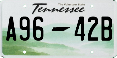 TN license plate A9642B