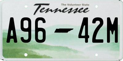 TN license plate A9642M