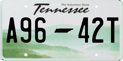 TN license plate A9642T