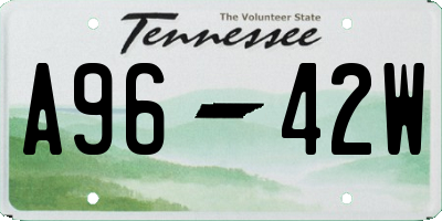 TN license plate A9642W