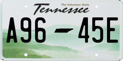 TN license plate A9645E
