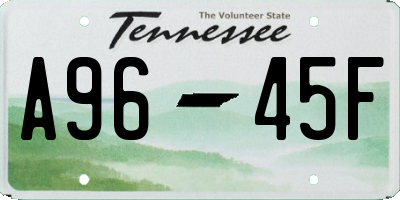 TN license plate A9645F