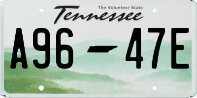 TN license plate A9647E