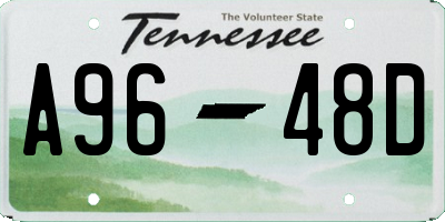 TN license plate A9648D