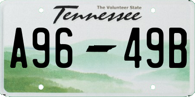 TN license plate A9649B